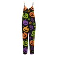 thumbnail image 5 of Evdexr Halloween Jumpsuits for Women 2026 Bat Ghost Cobweb Graphic Rompers Square Neck Wide Leg Sleeveless Pants Casusl Spaghetti Straps Overalls S, 5 of 6