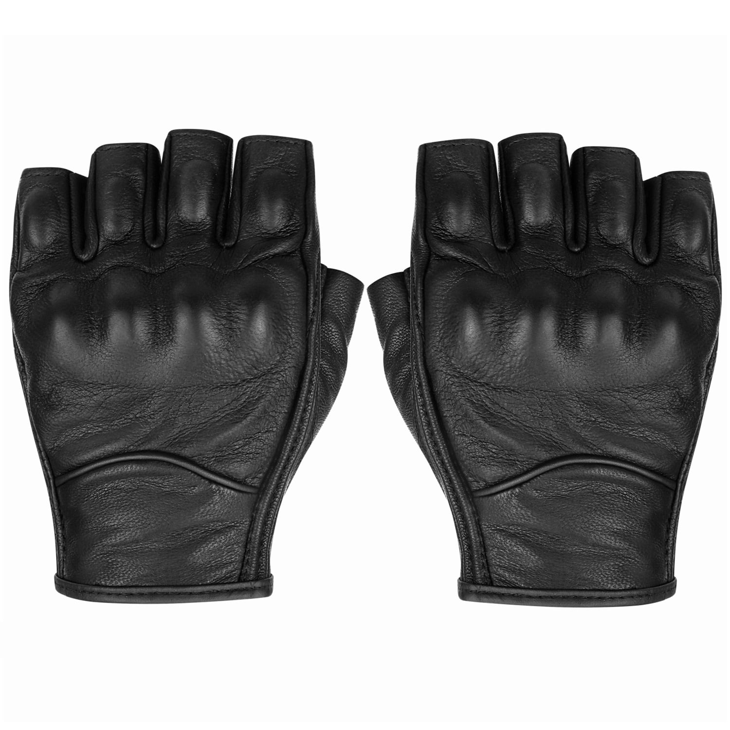 Fingerless Motorcycle Gloves for Mens Leather Riding Driving Gloves