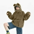 thumbnail image 6 of Miluxas Frog Hoodie Teen Girls Cute Oversized Hoodies Women Sweatshirt Solid Casual Pullover Tops with Pocket Coffee XXL(XXL), 6 of 9
