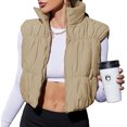 thumbnail image 1 of Solid Color High Waist Zipper Jacket Sleeve Vest Fashion Casual Short Top Vest, 1 of 5
