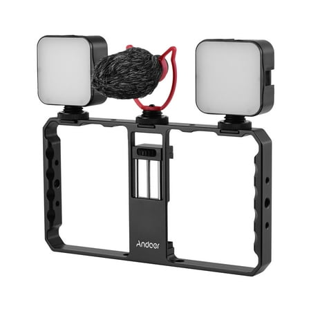 Image of Andoer Phone Rig Dual Led With Video With Dual With Dual Led Mount Compatible With Qisuo