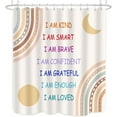 thumbnail image 3 of Rainbow Quotes Shower Curtain Colorful Inspirational Positive Kids Teen Girls Abstract Moon Sun Fabric Home Bathroom Decor Waterproof Fabric 72Lx60W Inch with Plastic 12PCS Hooks, 3 of 11