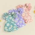 thumbnail image 2 of Gupgi Baby Girls Overalls Set, Infant Short Sleeve Ribbed Romper+Flower Print Suspender Shorts with Pockets, 2 of 9