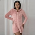 thumbnail image 5 of Fengactive Women's Fuzzy Sherpa Fleece Short Romper Hooded Zipper One Piece Pajamas Warm Sleepwear, 5 of 8