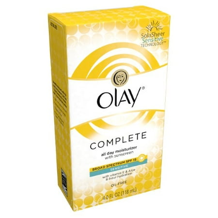 Olay Complete Lotion Moisturizer with SPF 15 Sensitive, 4.0 (Best Drugstore Face Lotion For Sensitive Skin)
