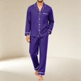 thumbnail image 5 of Men Pajama Set 2pcs Pjs Long Sleeve Button Down Sleepwear Soft Loungewear Set with Pockets, 5 of 6