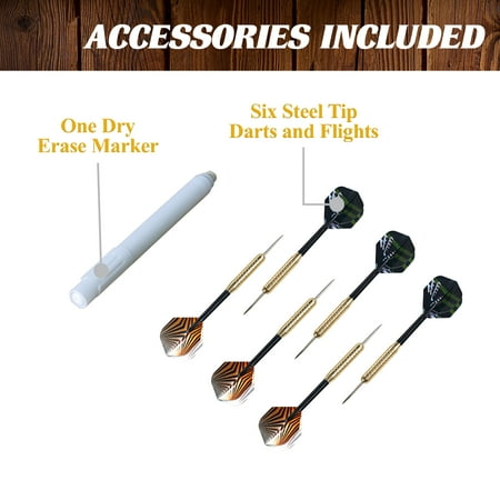 Barrington - Kingsbury Wood Dartboard Display Cabinet With 18” Bristle Dartboard and Steel Tip Dart Set - Brown/Black