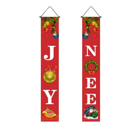 Merry Christmas Porch Banner Sign, 11.8"x70.87" Xmas Green Front Door Hanging Welcome Banner Flag, Holiday Party Decoration for Home Outdoor Yard Garage Wall