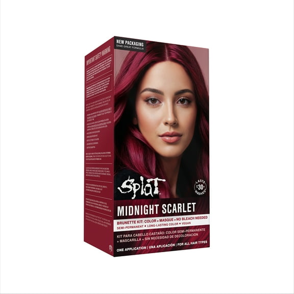 Splat Midnight Scarlet Hair Dye Kit, Semi-Permanent Red Hair Color for Brunettes, Vegan