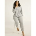 thumbnail image 4 of Joyspun Women's and Women’s Plus French Terry Sweatshirt and Joggers Set, 2-Piece, Sizes XS to 3X, 4 of 5