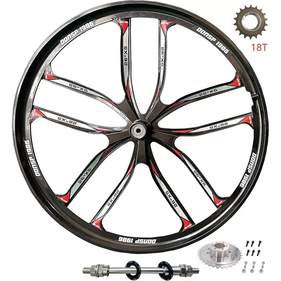 DONSP1986 26'' 10 Spokes Rear Mag Bike Wheel & 18T Freewheel &36T Sprocket and Adapter-MTB