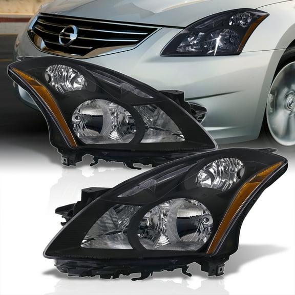 AJP Distributors Black Housing Clear Lens Amber Signal Headlights Headlamps Driving Lights Bumper Lamps Assembly Pair Compatible/Replacement For Nissan Altima L32A 4-Door Sedan 2010 2011 2012 10 11 12