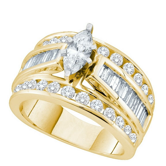 14k Yellow Gold Womens Marquise Diamond Certified Bridal Wedding Engagement Ring 1.00 Cttw