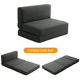 thumbnail image 2 of Fairyland Modern Linen Fabric Removable Backrest Foldable Sofa Bed, Dark Gray, 2 of 9