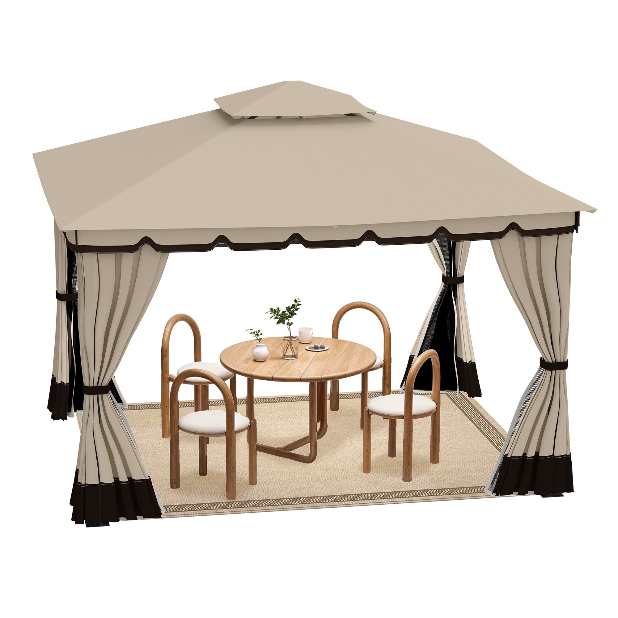 Uforic 10'x12' Outdoor Double Roof Gazebo Patio Tent with Steel Frame
