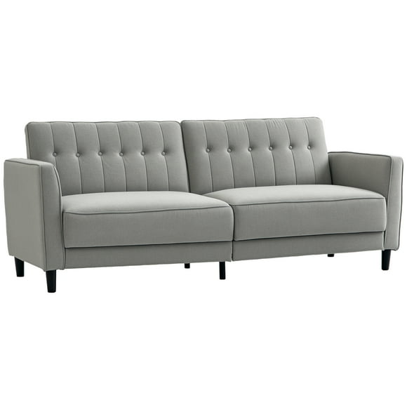HOMCOM Modern Convertible Sofa Bed, Folding Futon Bed Couch, Grey