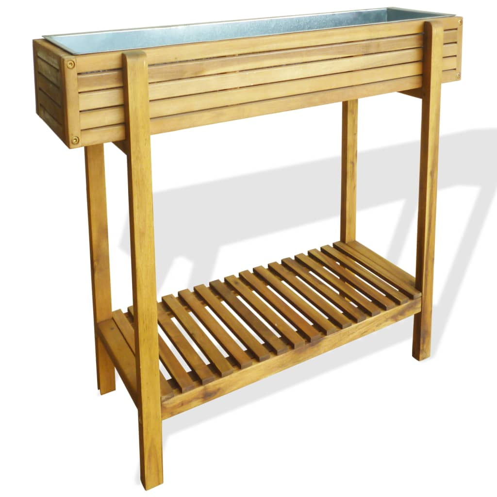 Veryke Outdoor Patio Wood Elevated Planter, Raised Garden Bed with Shelf - Walmart.com