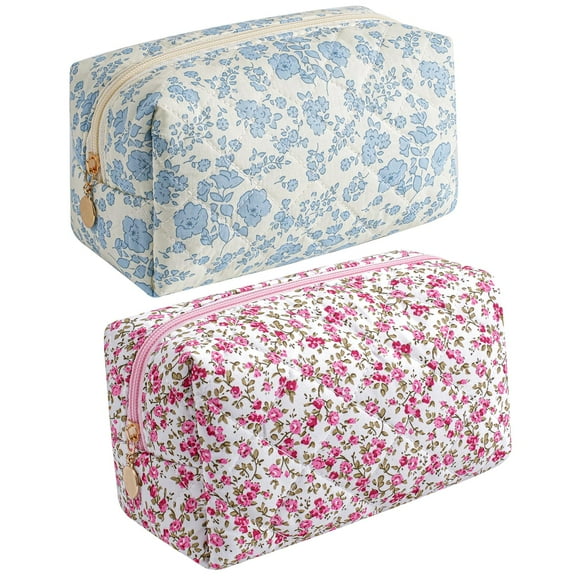 Bolsa de maquillaje HHQQWZ bolsa de cosméticos de viaje para mujeres niñas azul