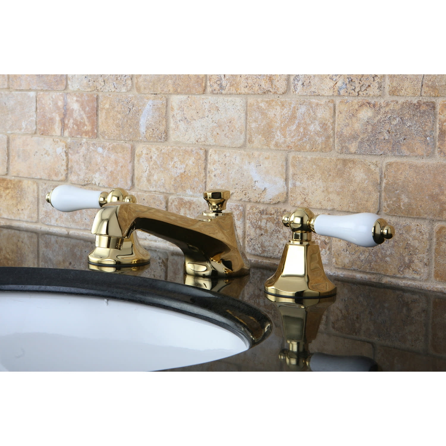 Kingston Brass KS4467PL 8 in. Widespread Bathroom Faucet, Brushed Brass
