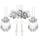 thumbnail image 1 of 1 juego de pendientes colgantes con borlas y peineta de flores chinas antiguas, color blanco, 1 of 9