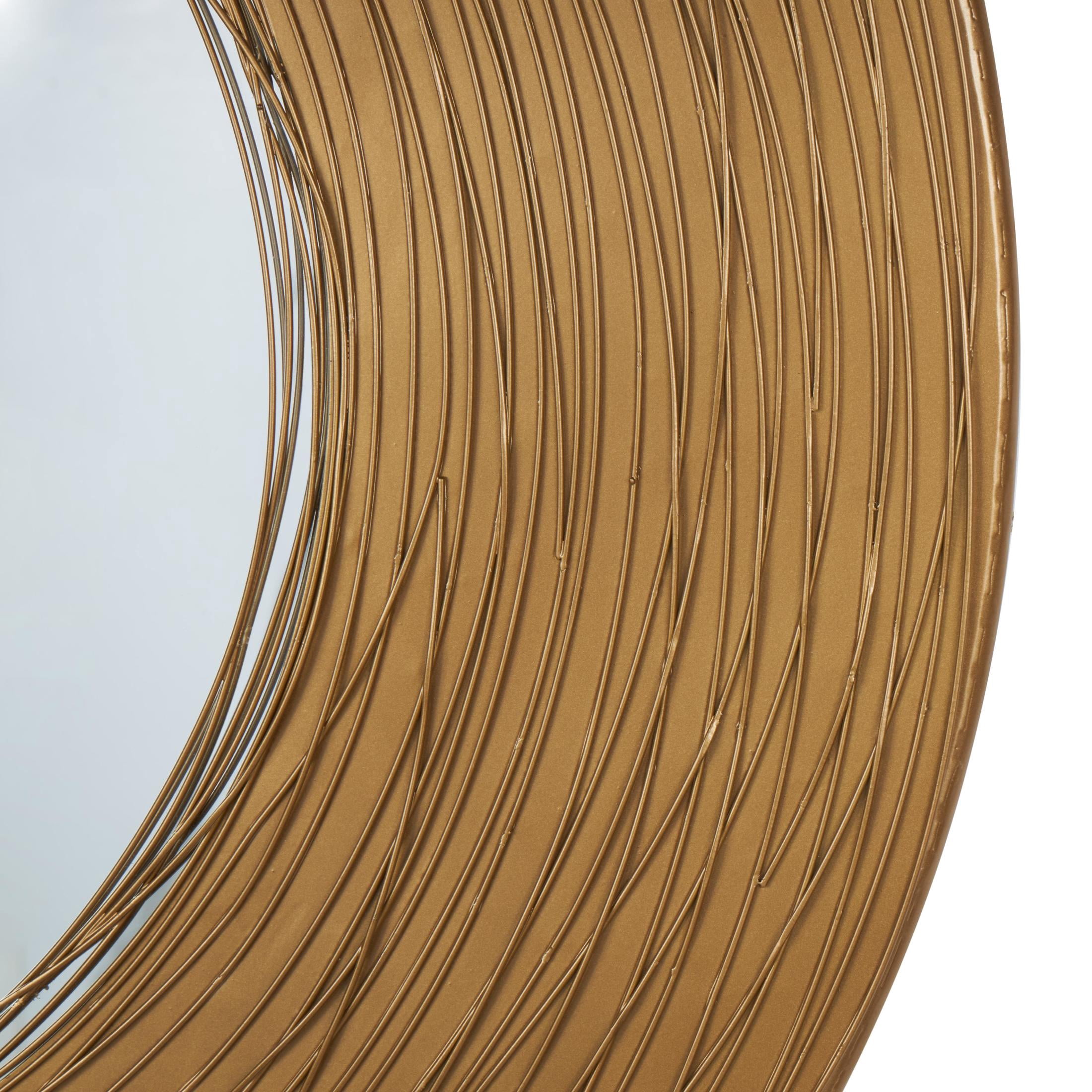 DecMode 30" x 30" Gold Abstract Wall Mirror with Overlapping Wire Rings