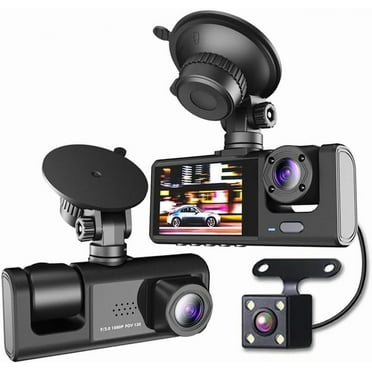 Front and Rear Dash Cam, Car Camera, Built-in Wi-Fi, Loop Recording, 1080P with WDR. 3 Channel Dash Cam Front and Rear Inside, Three Way Car Camera with Night Vision, 2.0 inch IPS Screen.