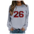 thumbnail image 1 of Chandail en Molleton Col Rond Femme Basique Automne Chandail-Over avec Imprimé Lettre Col Rond Superposition Confort Manche Longue Femme Gris G, 1 of 7