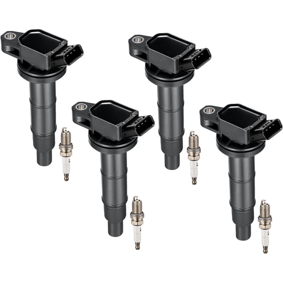 BDFHYK Ignition Coil UF333 & Spark Plug 7092 Compatible with Toyota Scion TC Camry Corolla Highlander Matrix RAV4 Solara Lexus HS250h Scion xB tC Pontiac Vibe 2.4L L4, Set of 4