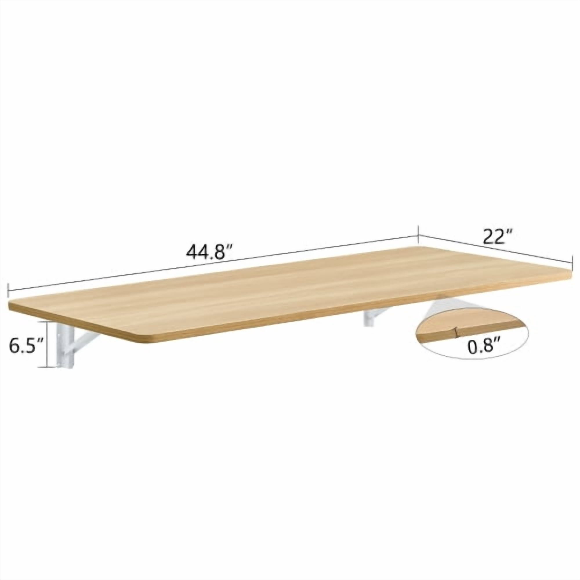 Laundry Room Folding Table Wall Mounted, Fold Down Desk with Heavy Duty 14-Gauge Steel Brackets for Small Space Garage Home Office Laundry, 45x22 Inch, Burly Wood