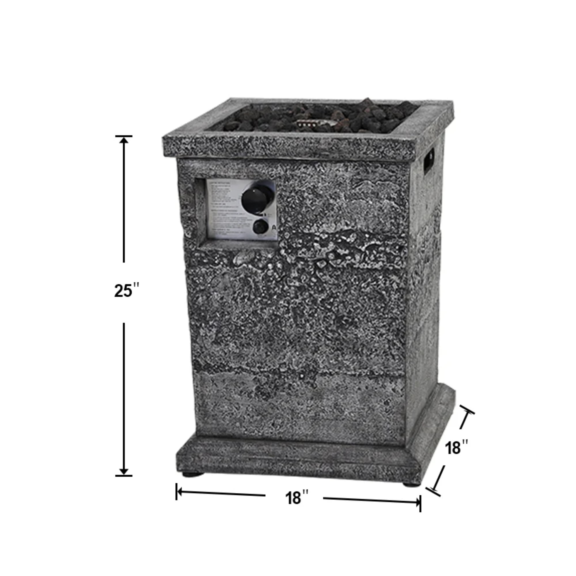 MF Studio 18" Outdoor Patio Propane Gas Fire Pit Column with Waterproof Cover & CSA Certificate, 30,000 BTU