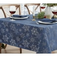 thumbnail image 5 of Christmas Fancy Navy and Silver Metallic Snowflake 60 x 144 Inch Rectangle Fabric Dining Tablecloth, 5 of 6