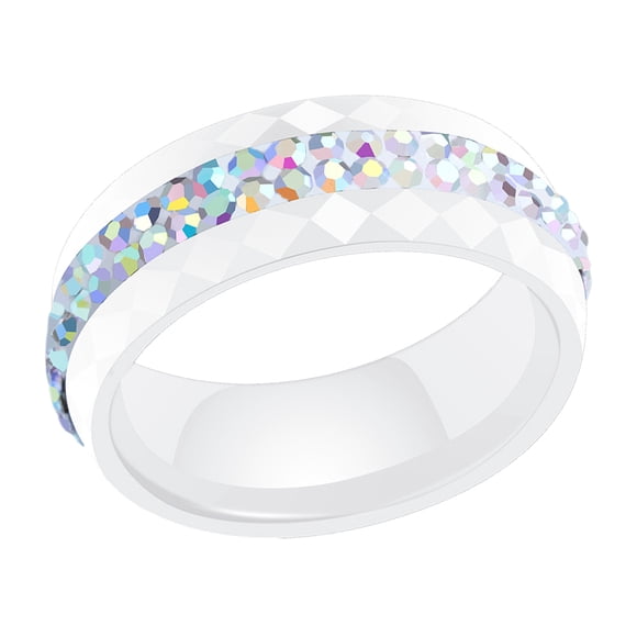 Qarigey Anillo de cerámica duradero y elegante para mujer, anillos de boda y compromiso para anillos de boda para mujer Ropa, zapatos y accesorios Miscelánea AB blanco Talla 6