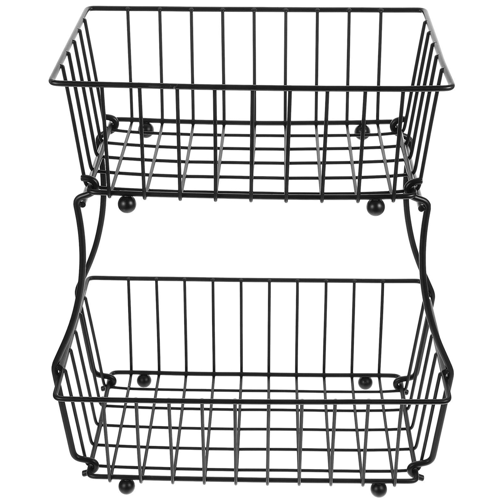SWETRACE 1Pcs Kitchen Storage Basket Black Wire Fruit Organizer 30.00X19.00X10.00cm