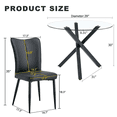thumbnail image 5 of LUFTUT 5-Piece Modern Minimalist Dining Set for 4, 39-Inch Round Tempered Glass Kitchen Table, Stable Black Metal Base, 4 Black PU Leather Chairs, Space Saving Dinette for Apartment, 5 of 9
