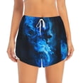 thumbnail image 2 of Rateoe Blue Fire Cool Wolf Printed 2 in 1 Women's Workout Shorts for Athletic Gym Running Shorts with Phone Pockets-Small, 2 of 7