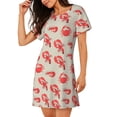 thumbnail image 2 of Kdxio Crab Lobster 1 Pattern Womens Short Sleeve Sleepshirt Scoopneck Cute Nightdress Ruffle Comfy Nightgown, 2 of 6
