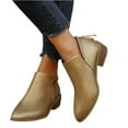 thumbnail image 2 of Willtoo Women's Ankle Boots Low Heels Chunky Fashion Zipper Dressy Booties for Women Pointed Toe Slip On Dress Short Shoes Gold, 2 of 5