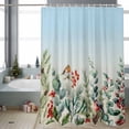 thumbnail image 2 of Winter Eucalyptus Leaves Bathroom Shower Curtain Christmas Bird Berry Pine Cone Gradient Blue Waterproof Washable Shower Curtains for Bathtub Bath Decor with Grommets and Hook 36 X 72 Inch, 2 of 8