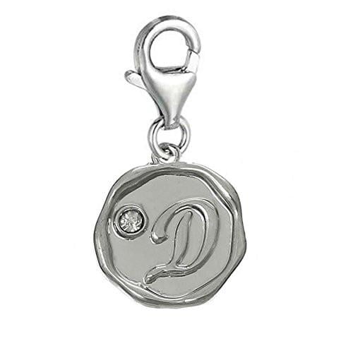 Alphabet D Letter Charm Pendant for European Clip on Charm Jewelry w/ Lobster Clasp