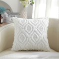 thumbnail image 2 of Set Of 2 Faux Fur Cushion Covers 45x45 Cm, Decorative Soft Plush Fluffy Velvet Cushion Cover 18x18 Inch,square Boho Neutral,for Sofa,white, 2 of 5