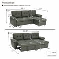 thumbnail image 5 of Muumblus 88" L-Shaped Sectional Sofa Bed with Storage Chaise, Convertible Sleeper Sofa for Living Room, Small Space, Green Faux Leather, 5 of 5