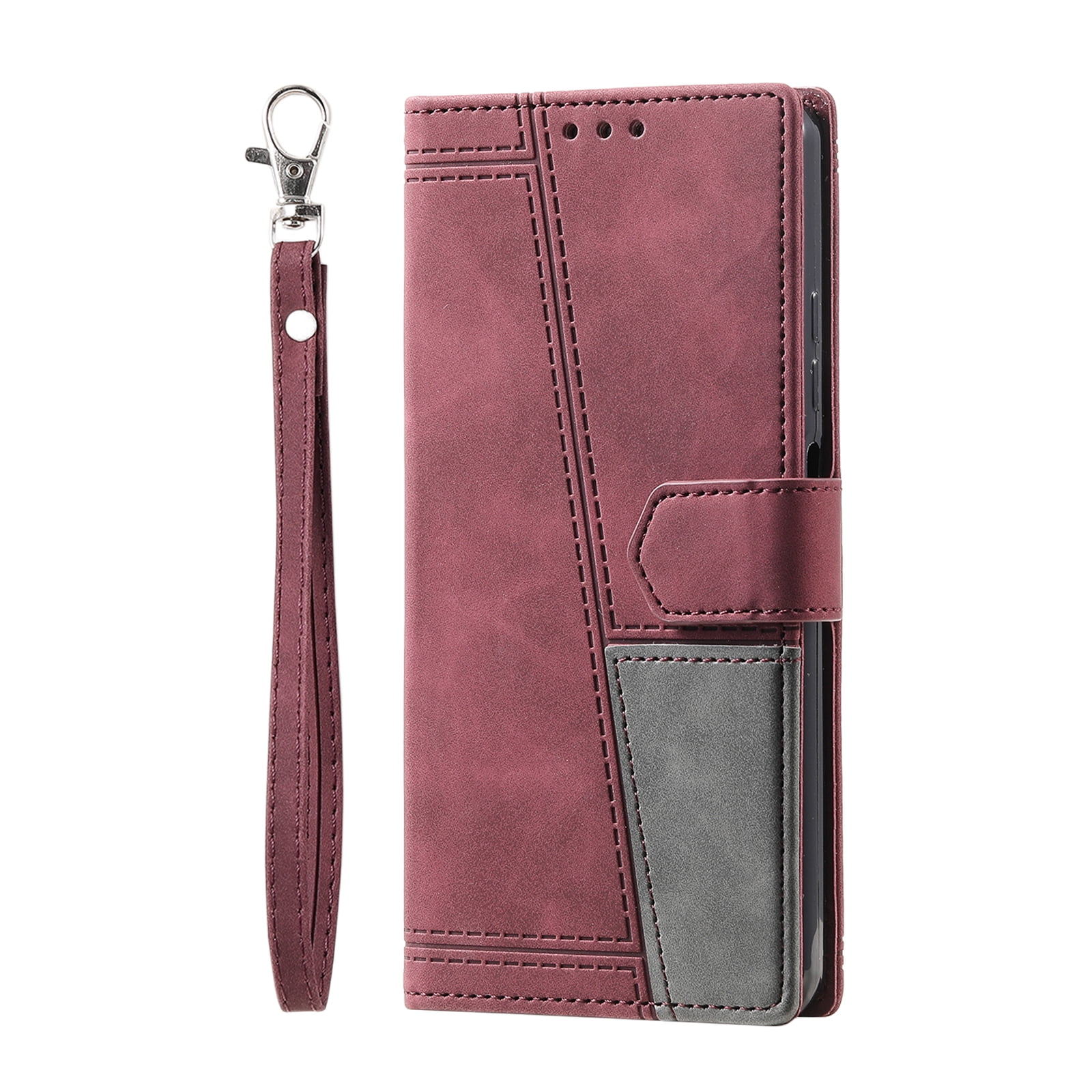 Dteck Magnetic PU Leather Flip Phone Case for Samsung Galaxy S26 Ultra Shockproof Wallet Card Slots Slim Strap Rugged Protective Cover Winered