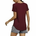 thumbnail image 3 of Buigttklop Womens Tops 2024 Women Round Neck Solid Color Short Sleeve Casual All-Match Pullover Tops, 3 of 6