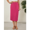 thumbnail image 3 of Falda midi Naggoo de cintura alta, casual de verano, rosa intenso para mujer, 3 of 5