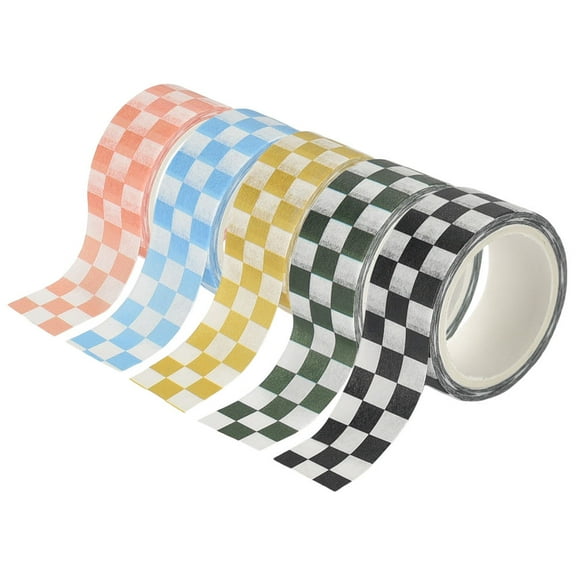 GOOHOCHY 5 Rolls Retro Journaling Supplies Square Washi Tape 3.00X1.50X0.10CM