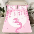 thumbnail image 2 of Castle Fairy Pink Dragon 4-Piece Full Size Sheets,Floral Animal Bed Sheets,Cherry Blossom Lightweight Sheet Sets,Luxury Teenager Bedroom Decor, 2 of 5