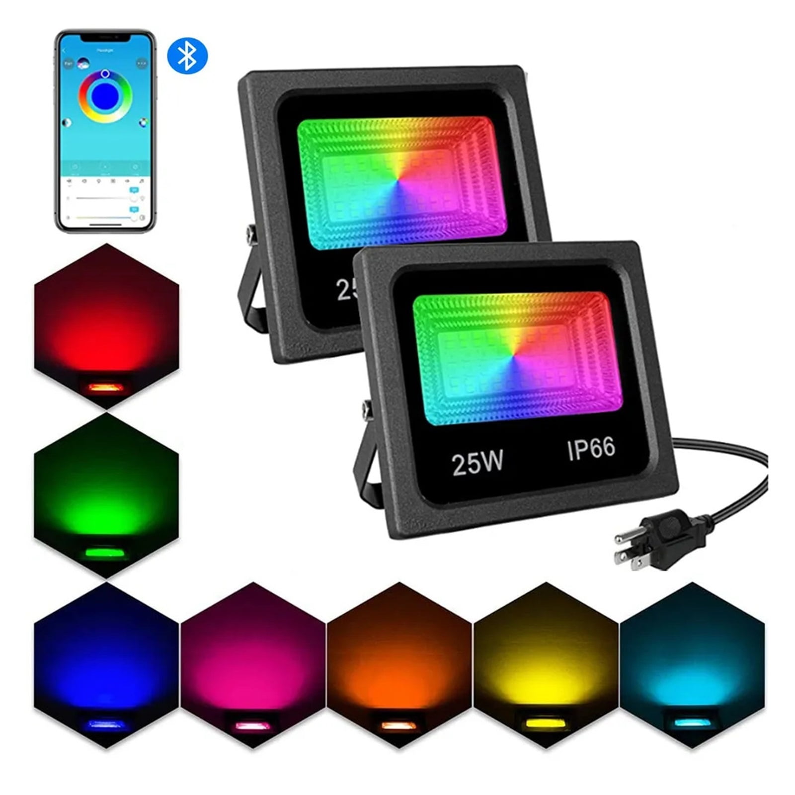 2 PCS Waterproof 15W 25W Smart LED Flood Light RGB APP Control LED Floodlights Garden Party Landscape Stage Lighting
