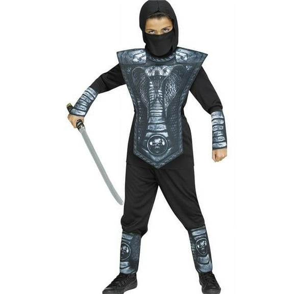 Fun World FW137252SL Child Silver Cobra Ninja Costume, Large 12-14
