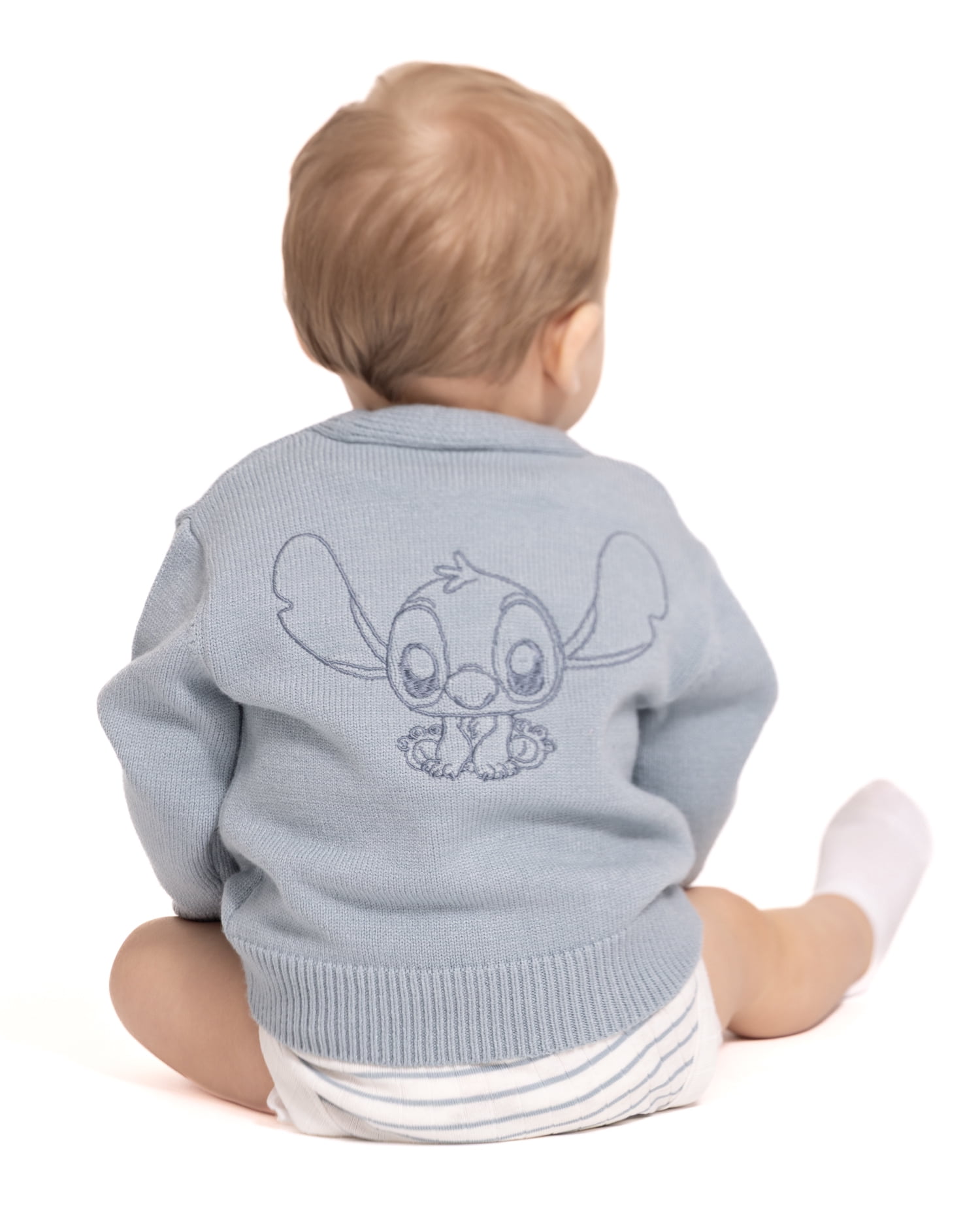 Disney Baby Wishes + Dreams Stitch Embroidered Cardigan with Long Sleeves, Sizes 0/3M-18M