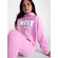 thumbnail image 4 of Weekend Academy Girls Mock Neck Graphic Fleece Sweatshirt, Sizes 4-18, 4 of 5
